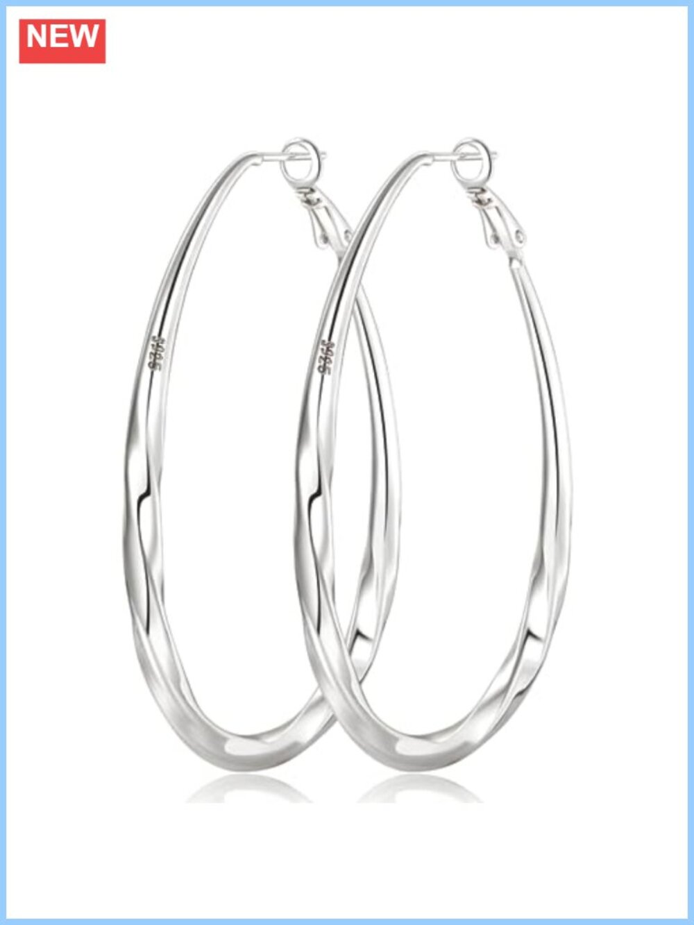 Oval 925 Sterling Silver Hoop Earrings Lightweight Women